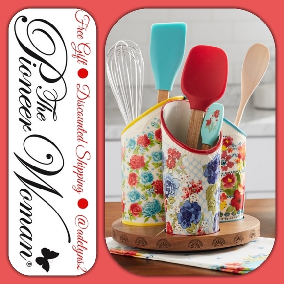 🌺♥️ New Pioneer Woman  Floral Medley 3-Compartment Utensil Holder - Picture 2 of 6
